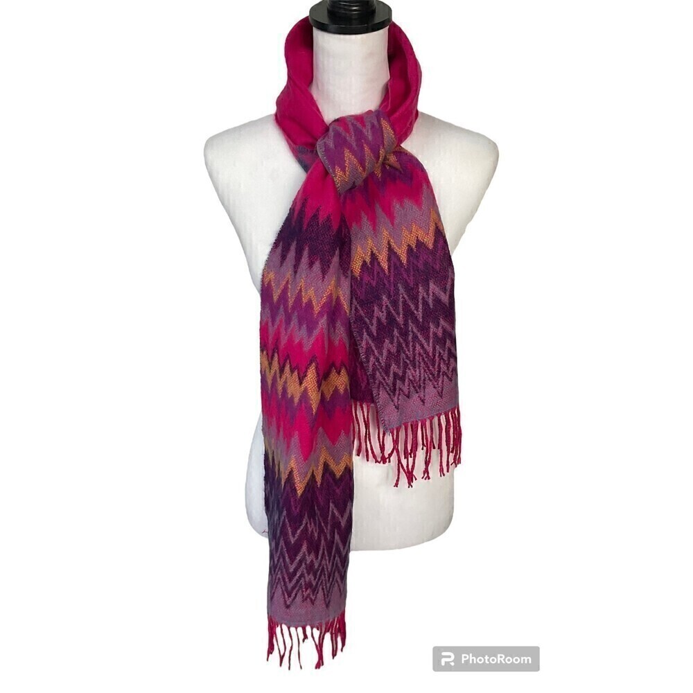 Better Than Cashmere Scarf Pink Purple Super Soft Acrylic Fringe 63x12 inches N1
